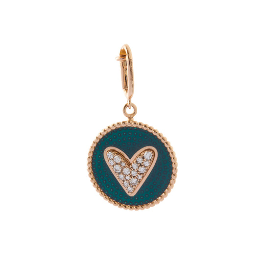 Double Face Kastak Heart Charm - Petrol Enamel