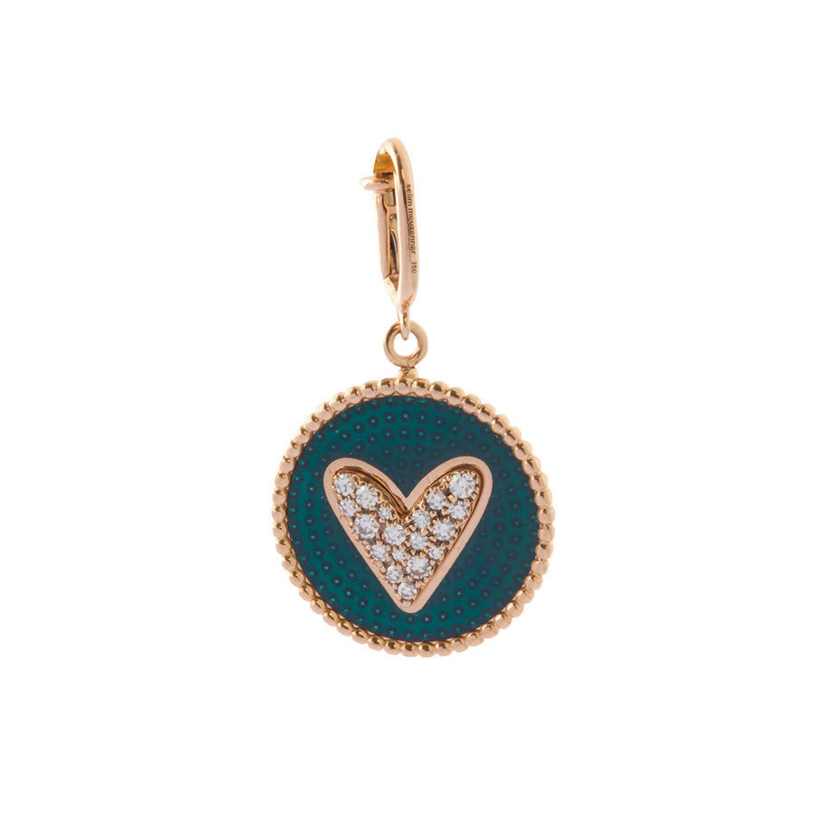 Selim Mouzannar Double Face Kastak Heart Charm - Petrol Enamel - Charms & Pendants - Broken English Jewelry