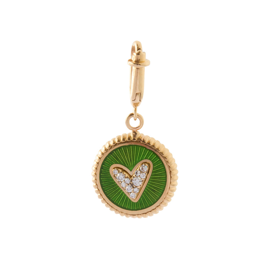 Selim Mouzannar Double Face Kastak Heart and Horseshoe Charm - Kiwi & Petrol Enamel - Charms & Pendants - Broken English Jewelry