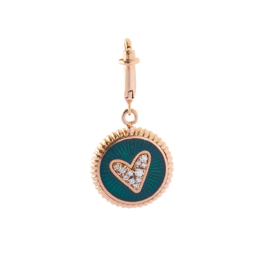 Double Face Mini Kastak Heart Charm - Petrol Enamel - Main Img