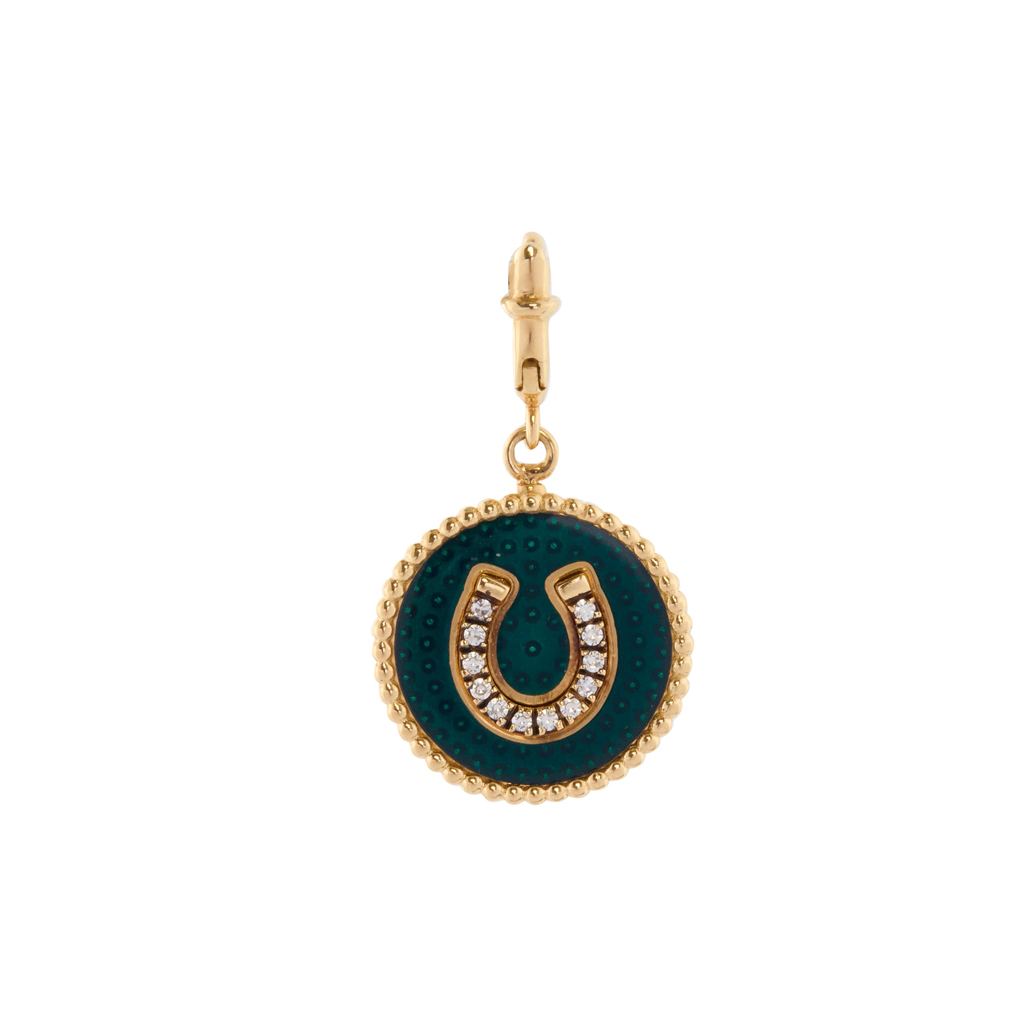 Selim Mouzannar - Diamond Kiwi and Petrol Enamel Double Sided Star and Horseshoe Kastak Charm