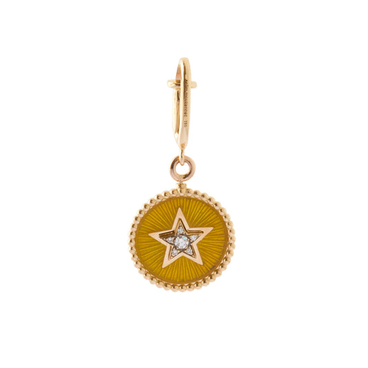 Double Face Kastak Star and Sapphire Charm - Yellow & Navy Blue Enamel