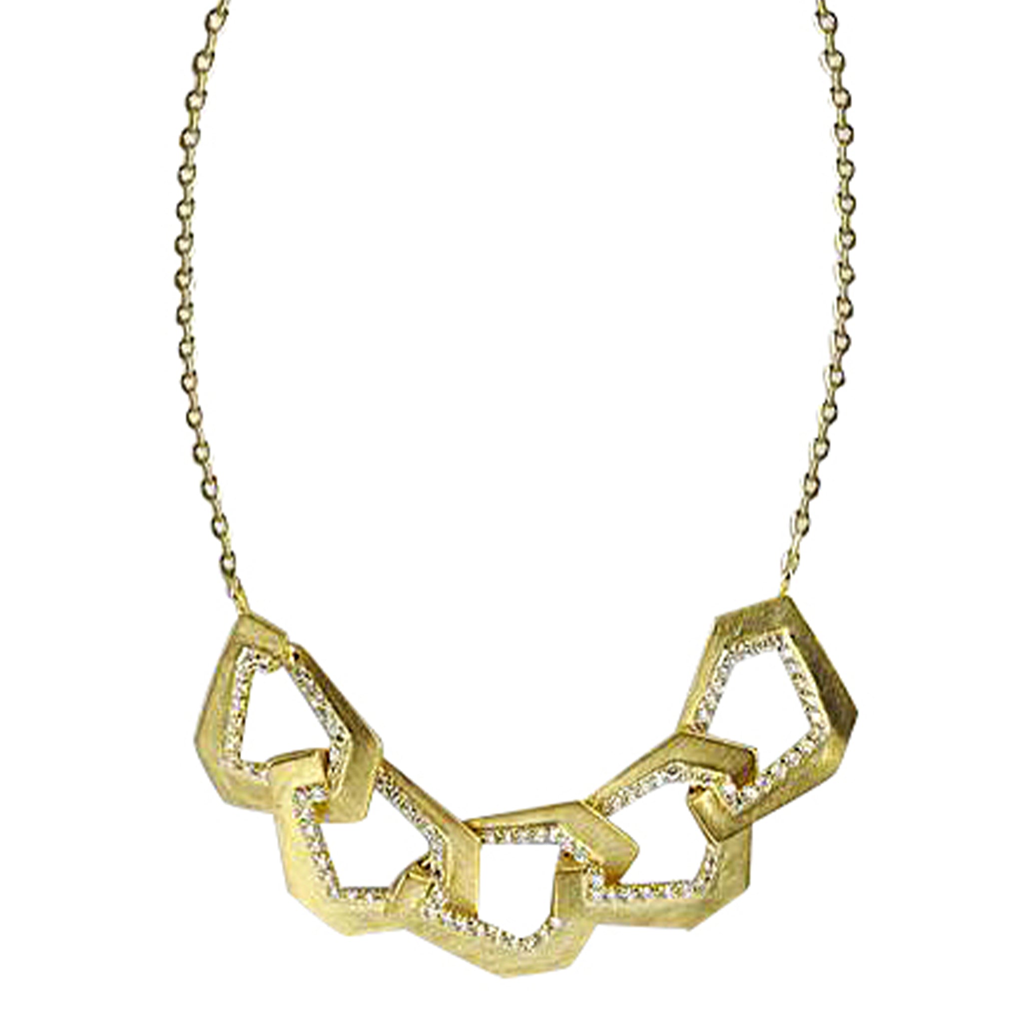Diamond Origami Brushed 5 Link Necklace