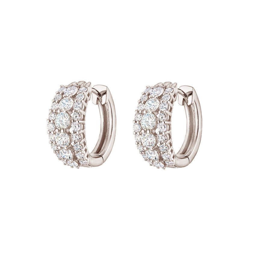 Lyric Diamond Huggies - White Gold - Earrings - Broken English Jewelry front angled view