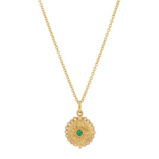 Emerald Mini Locket Necklace - Main Img