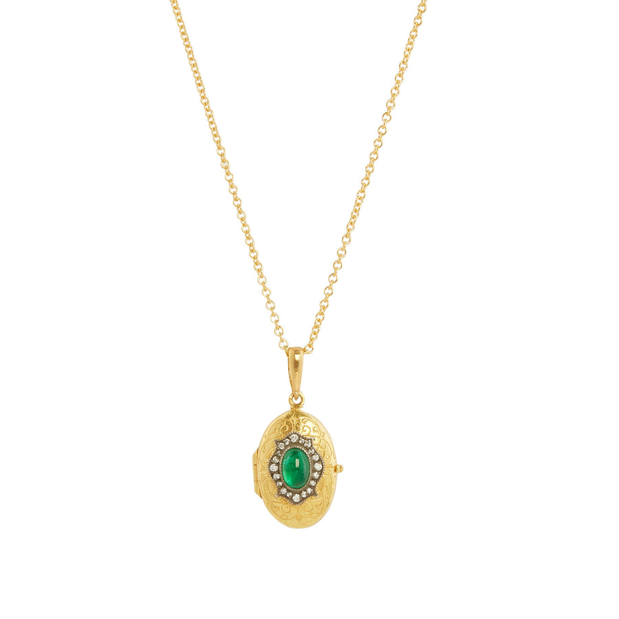 Arman Sarkisyan La Fleur Oval Locket Necklace - Necklaces - Broken English Jewelry front view