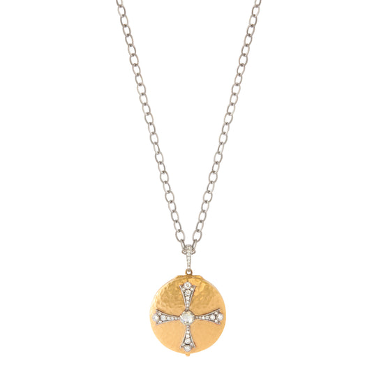 Cross Medallion Necklace - Clear Quartz Back - Main Img