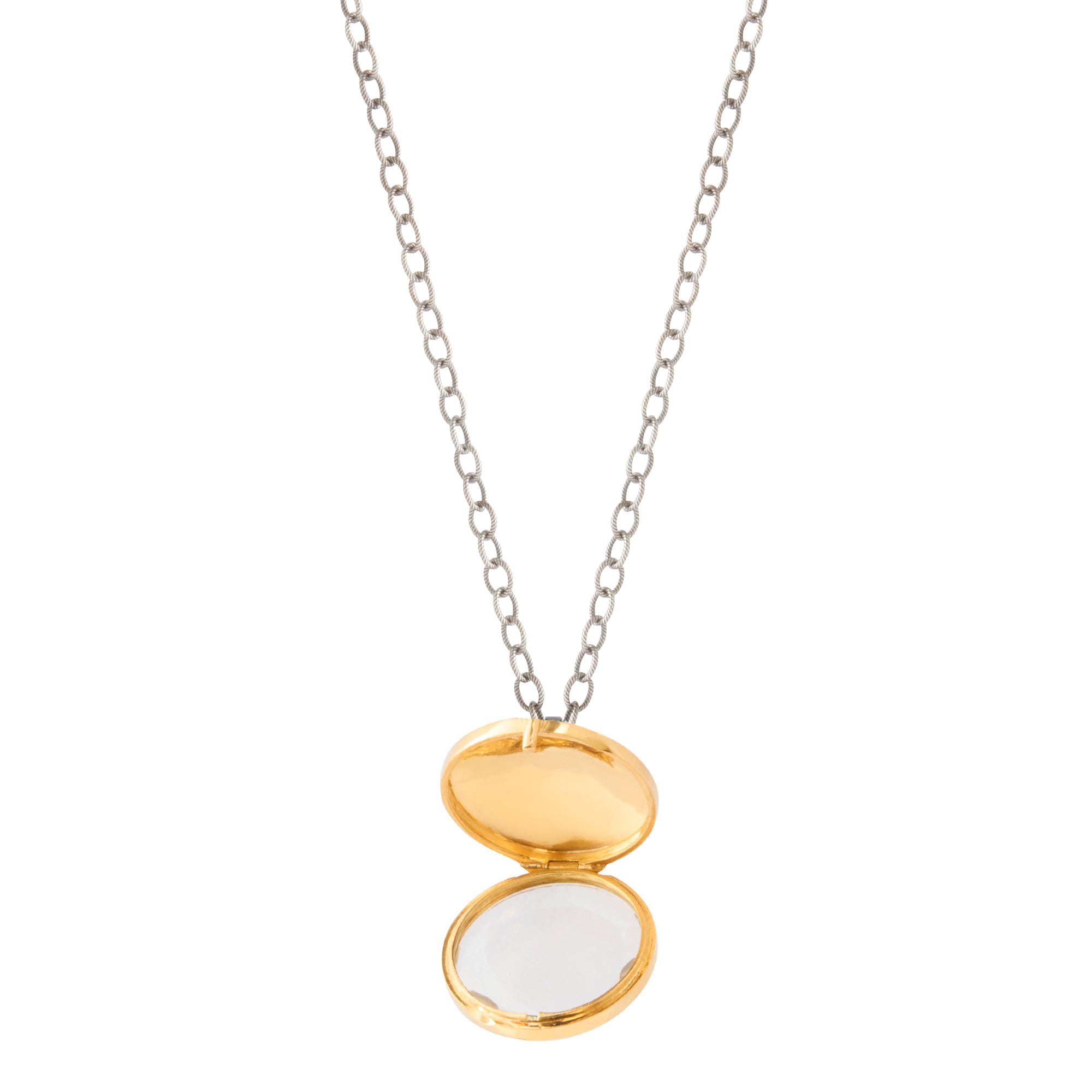 Cross Medallion Necklace - Clear Quartz Back