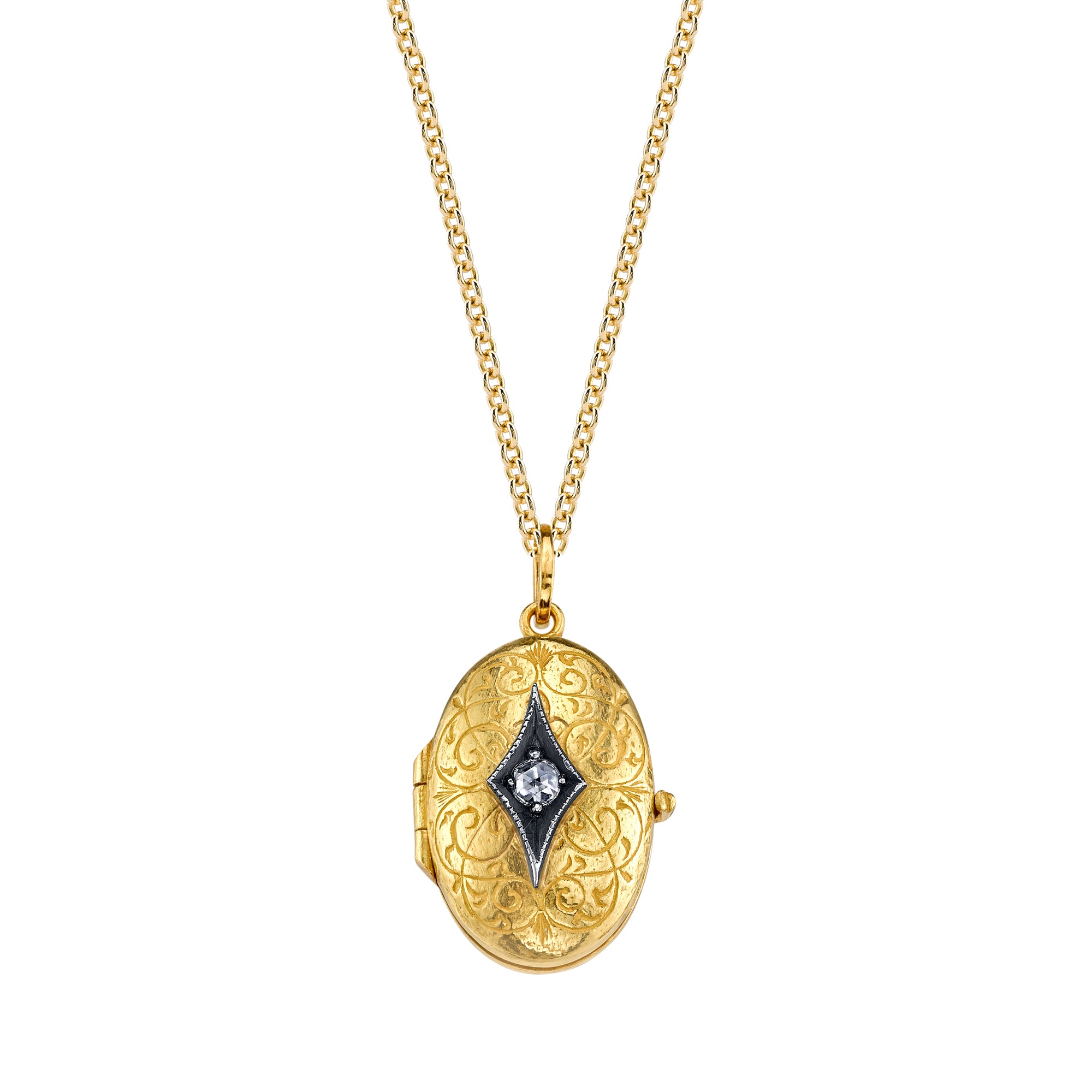 Diamond Oval Locket Necklace