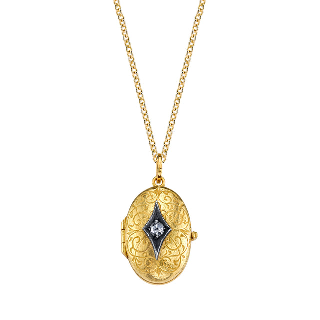 Diamond Oval Locket Necklace