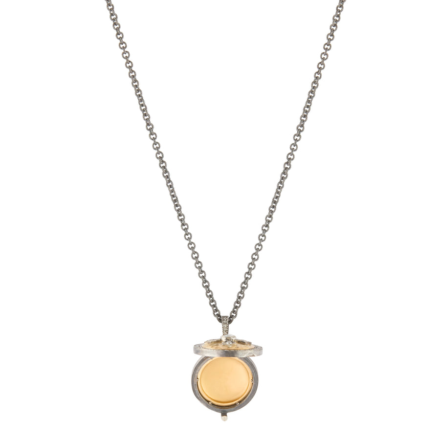 Hammered Diamond Cross Locket Necklace