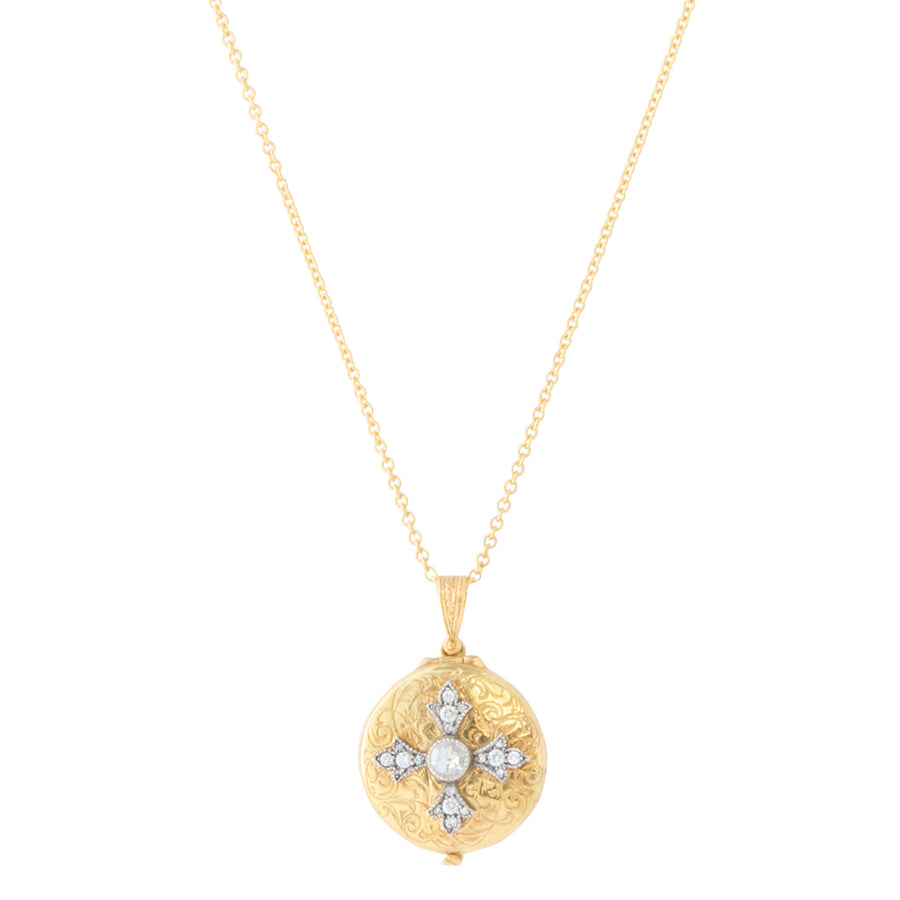 Cross Necklace - Round Diamond