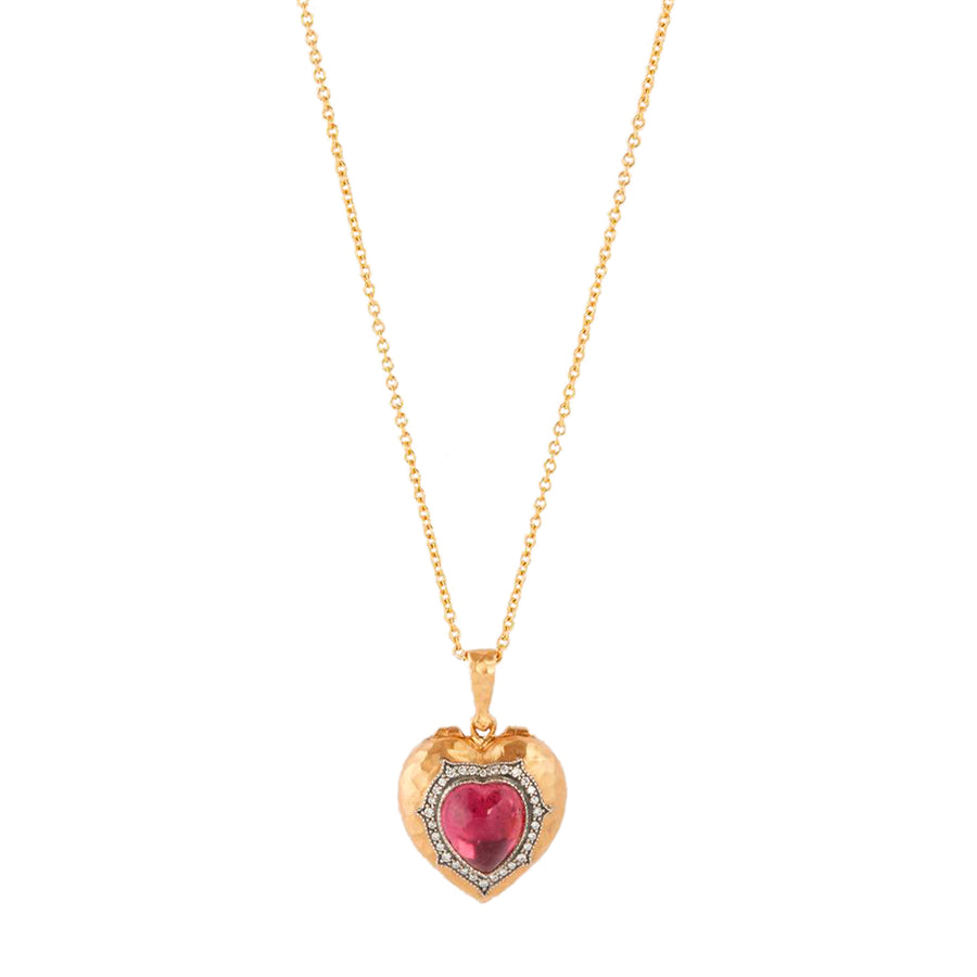 Arman Sarkisyan Hammered Puff Love Locket Necklace with Heart Center, front view
