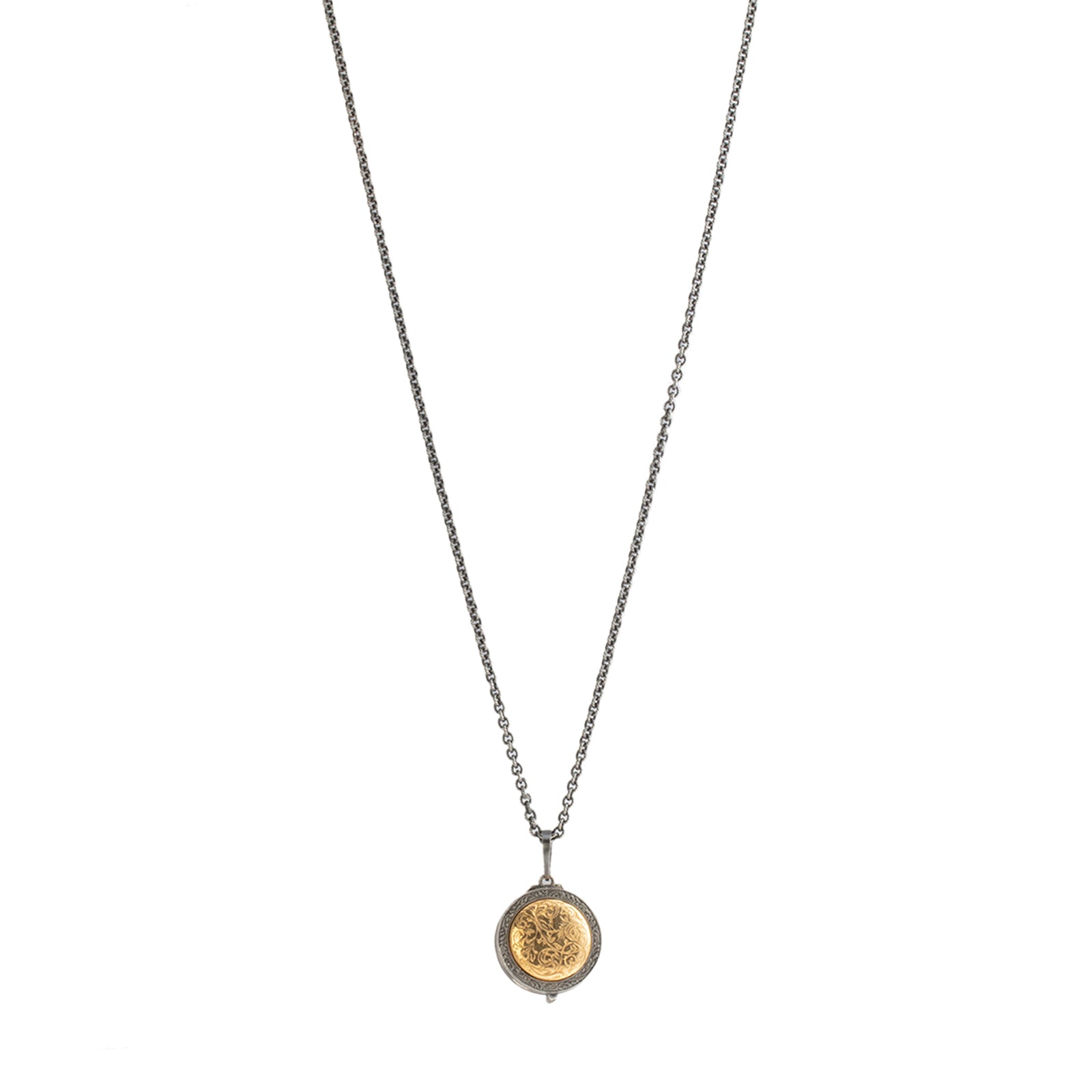 Arman Sarkisyan Round Engraved Baby Bird Locket Necklace, back view