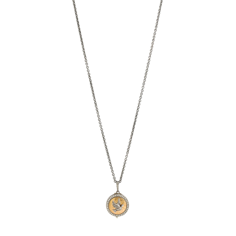 Arman Sarkisyan Round Engraved Baby Bird Locket Necklace, front view