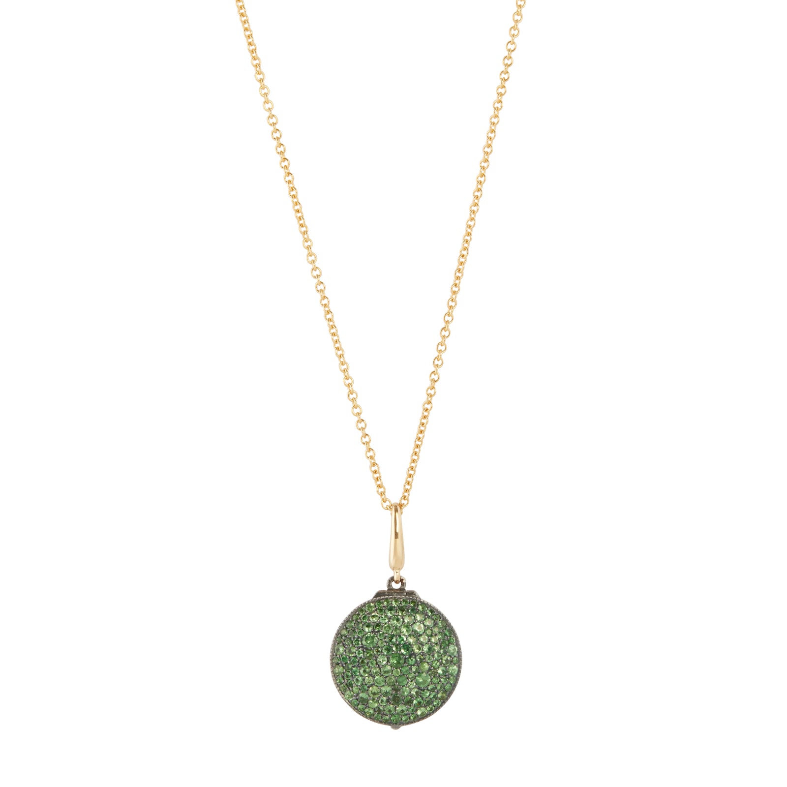 Arman Sarkisyan Round Tsavorite Cobblestone Locket Necklace, front view