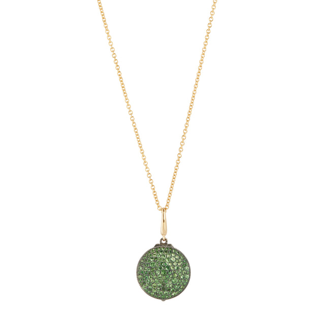 Arman Sarkisyan Round Tsavorite Cobblestone Locket Necklace, front view