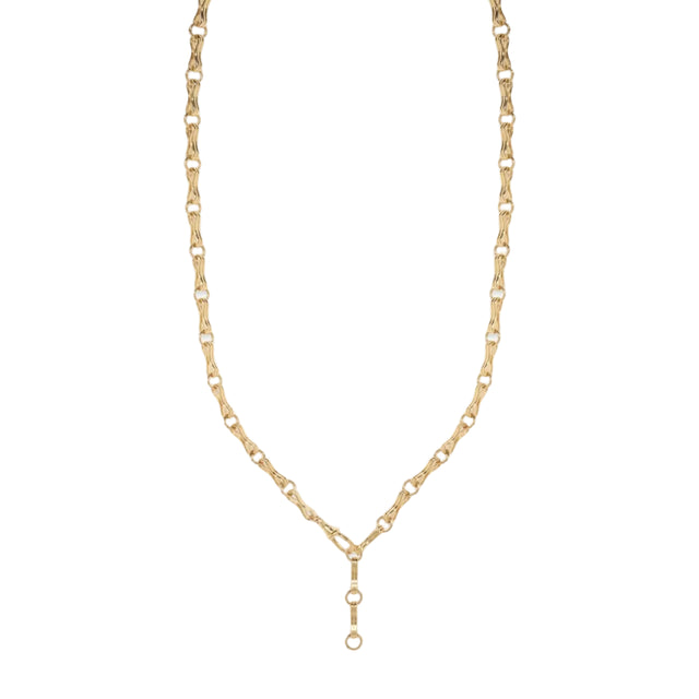 Large Motif Double Link Chain Lariat Necklace