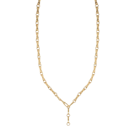 Large Motif Double Link Chain Lariat Necklace - Main Img