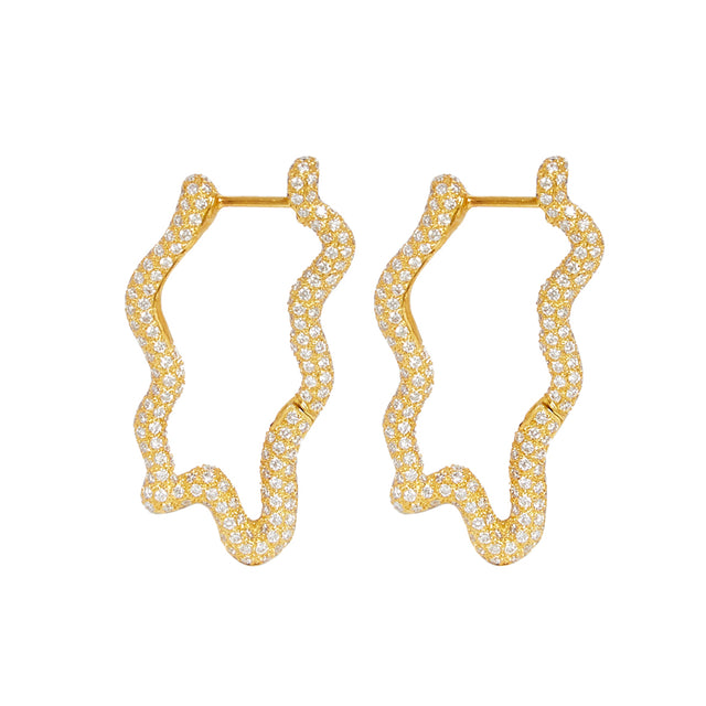 Patcharavipa - Pave Diamond Piscine Hoop Earrings