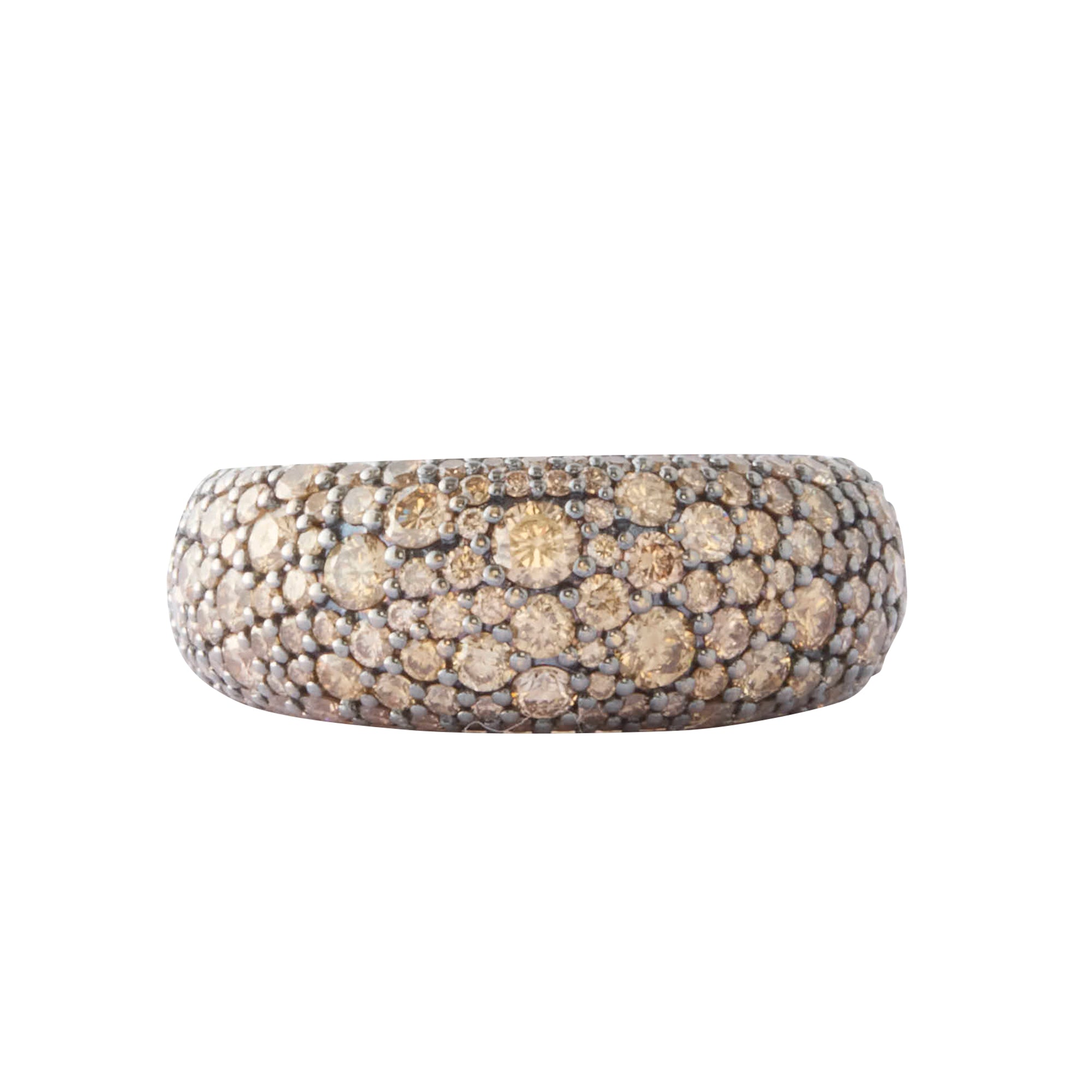 Pave Cognac Diamond  Black Rhodium
Plated Bombe Ring