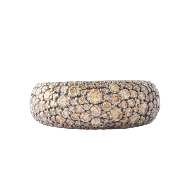 Pave Cognac Diamond  Black Rhodium
Plated Bombe Ring