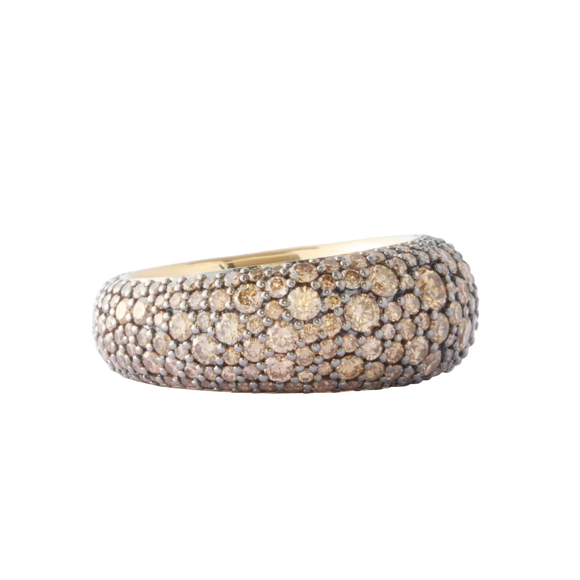 Pave Cognac Diamond  Black Rhodium
Plated Bombe Ring