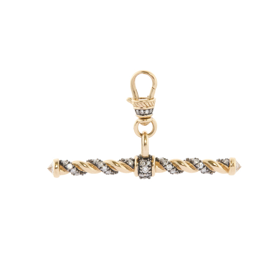 Diamond Twisted Rope T-Bar Pendant with Black Rhodium Plating and Albert Clip