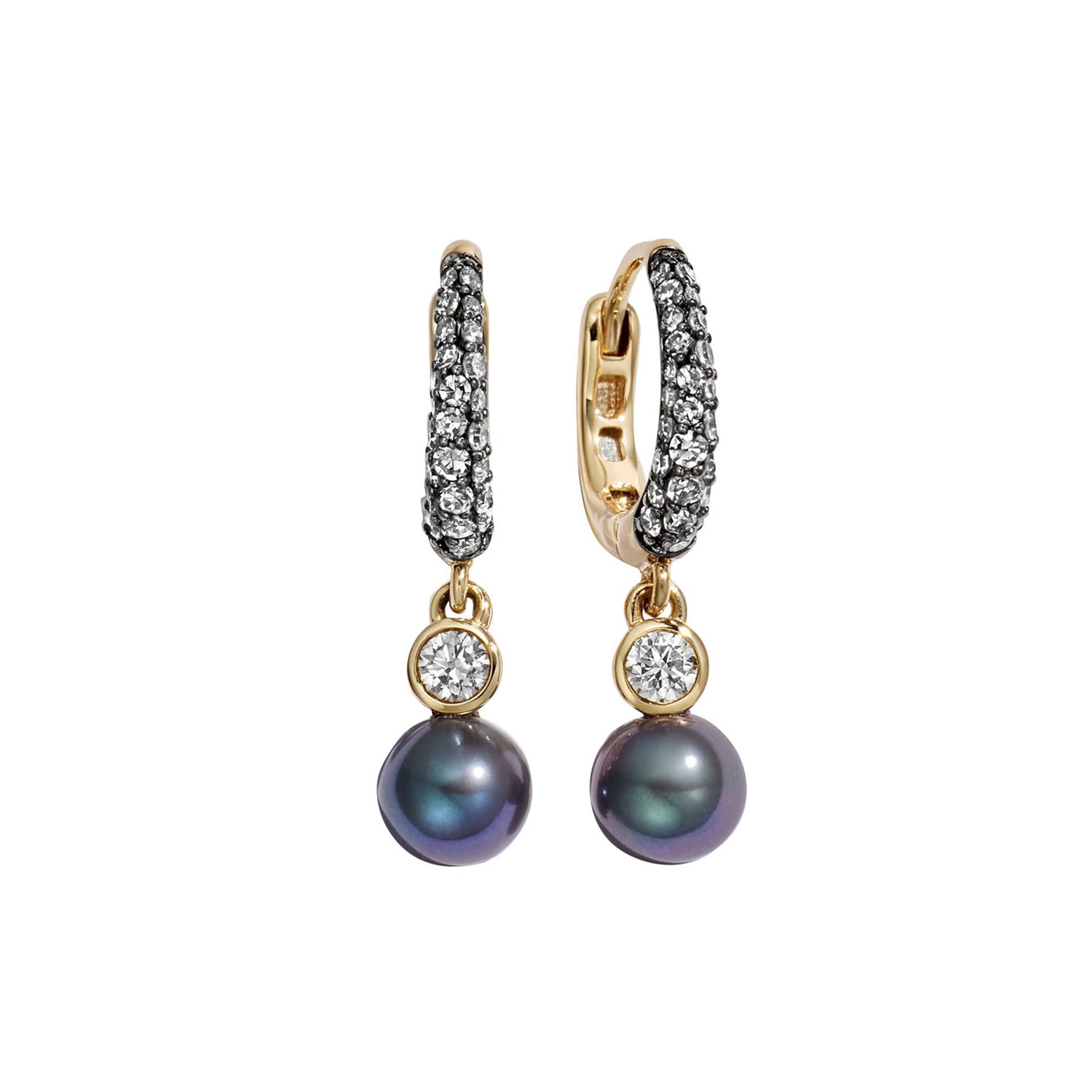 Lucy Delius - Diamond and Freshwater Baroque Pearl Nyx Droplet Earrings