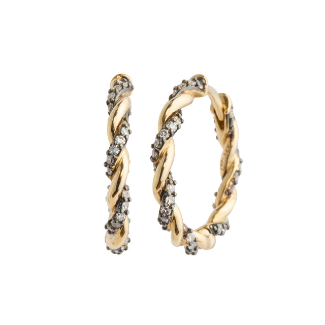 Diamond Twisted Rope Hoop Earrings