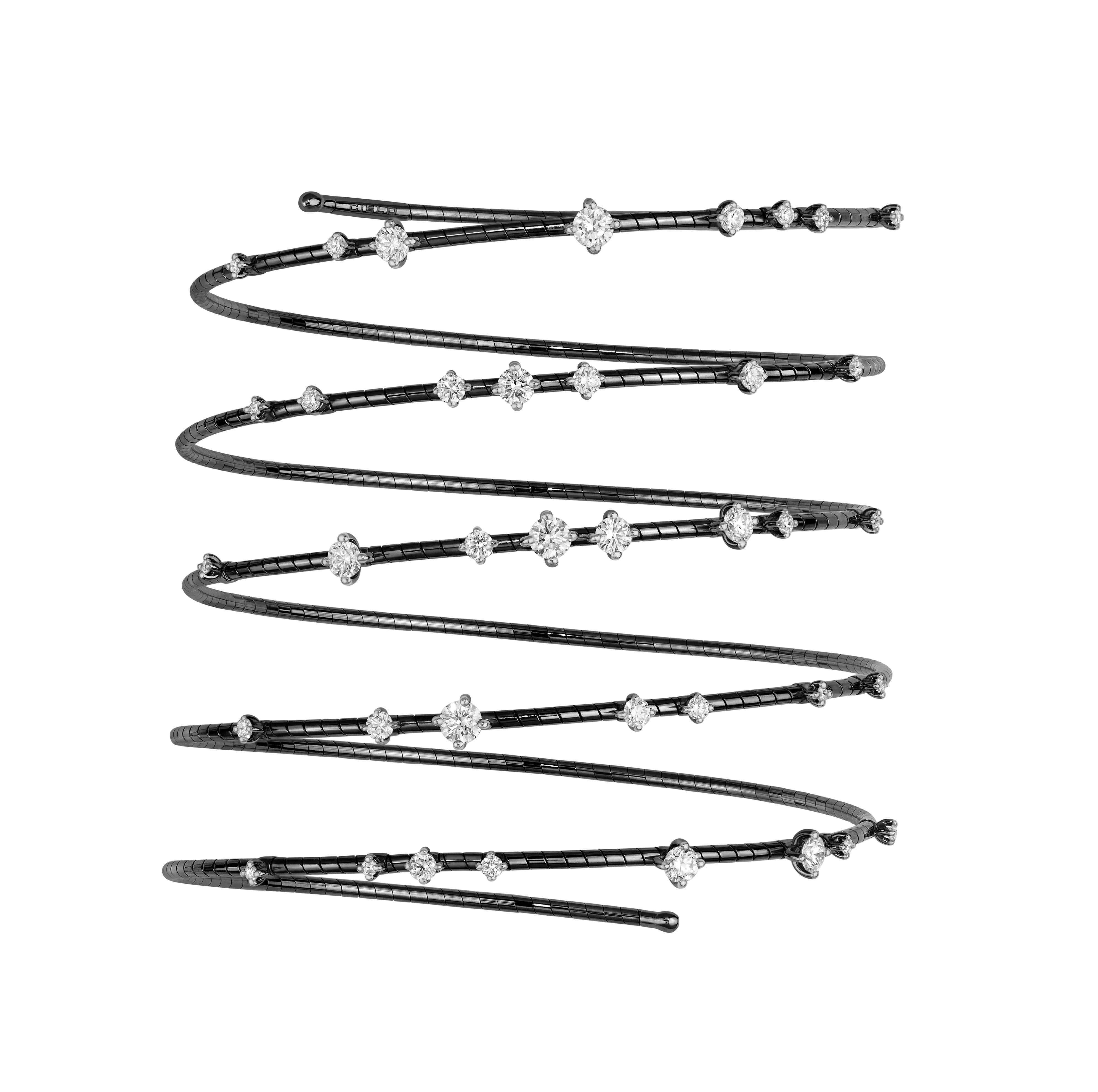 Diamond 5 Row Coil Bracelet 18K White Gold