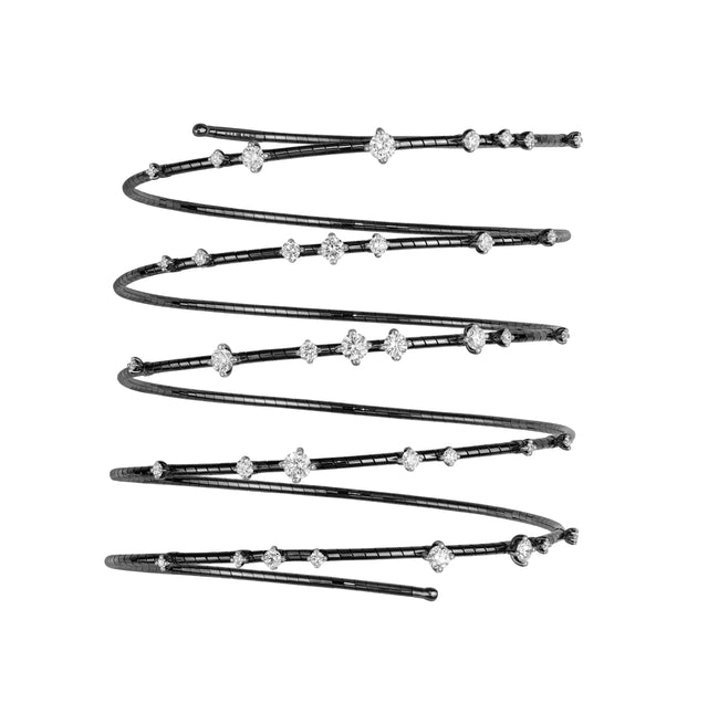 Diamond and Titanium Gold Bangle Bracelet 18K