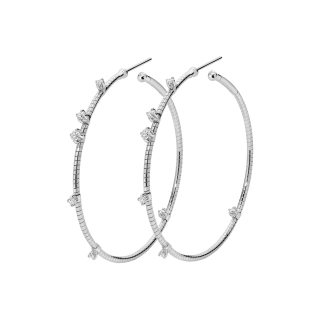 Diamond and Titanium Gold Hoop Earrings 18K