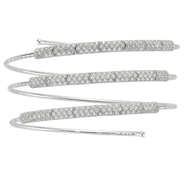 4 Row Coil Bracelet - White Gold