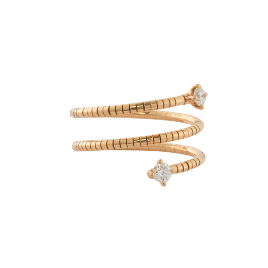 Round Brilliant Cut Diamond 2 Row Coil Ring
