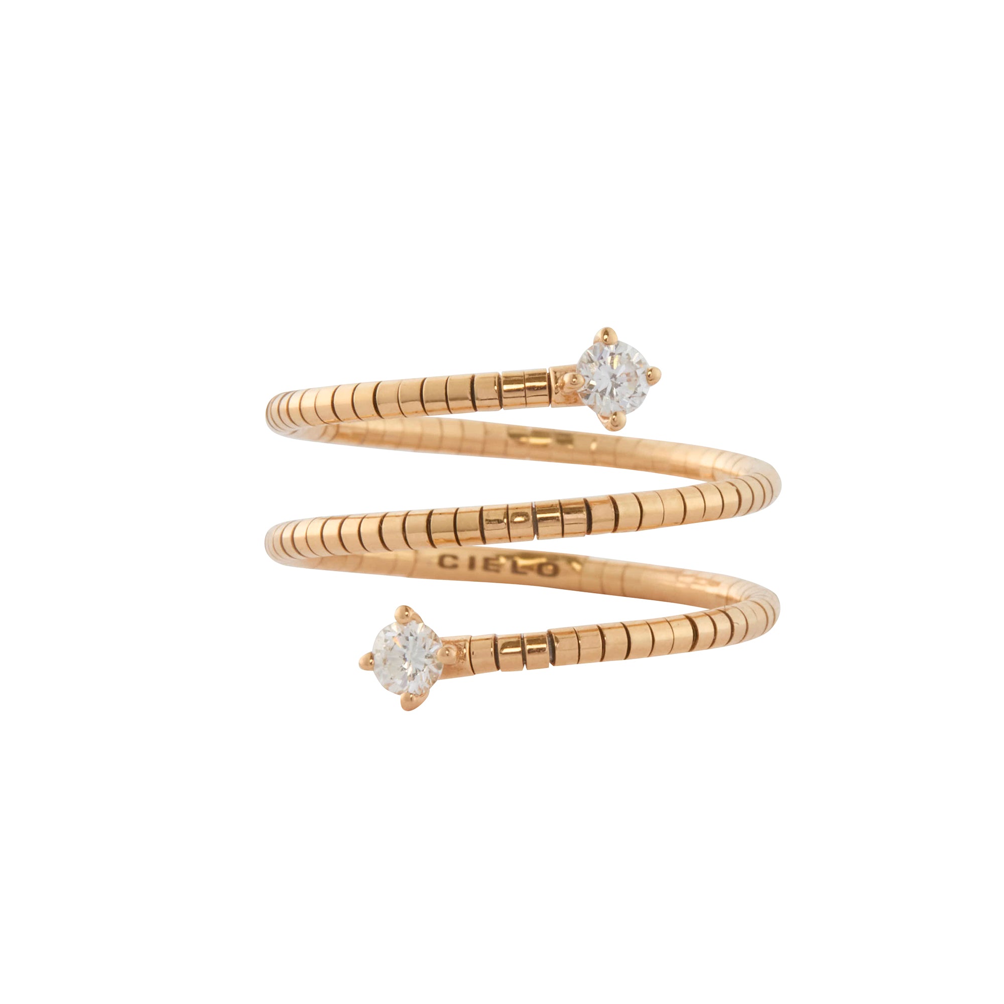 Mattia Cielo - Round Brilliant Cut Diamond 2 Row Coil Ring