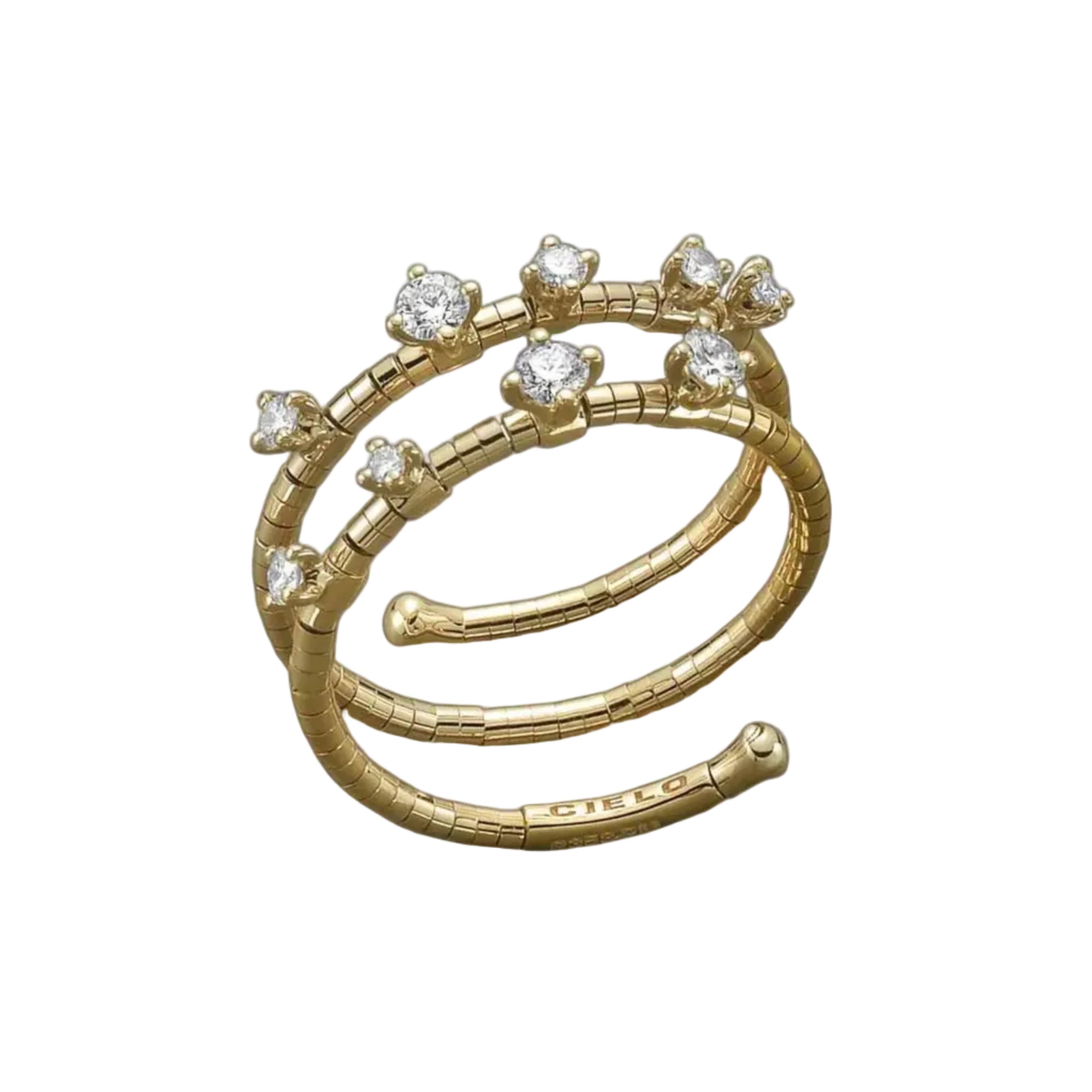 Diamond Double Row Coil Ring Yellow Gold