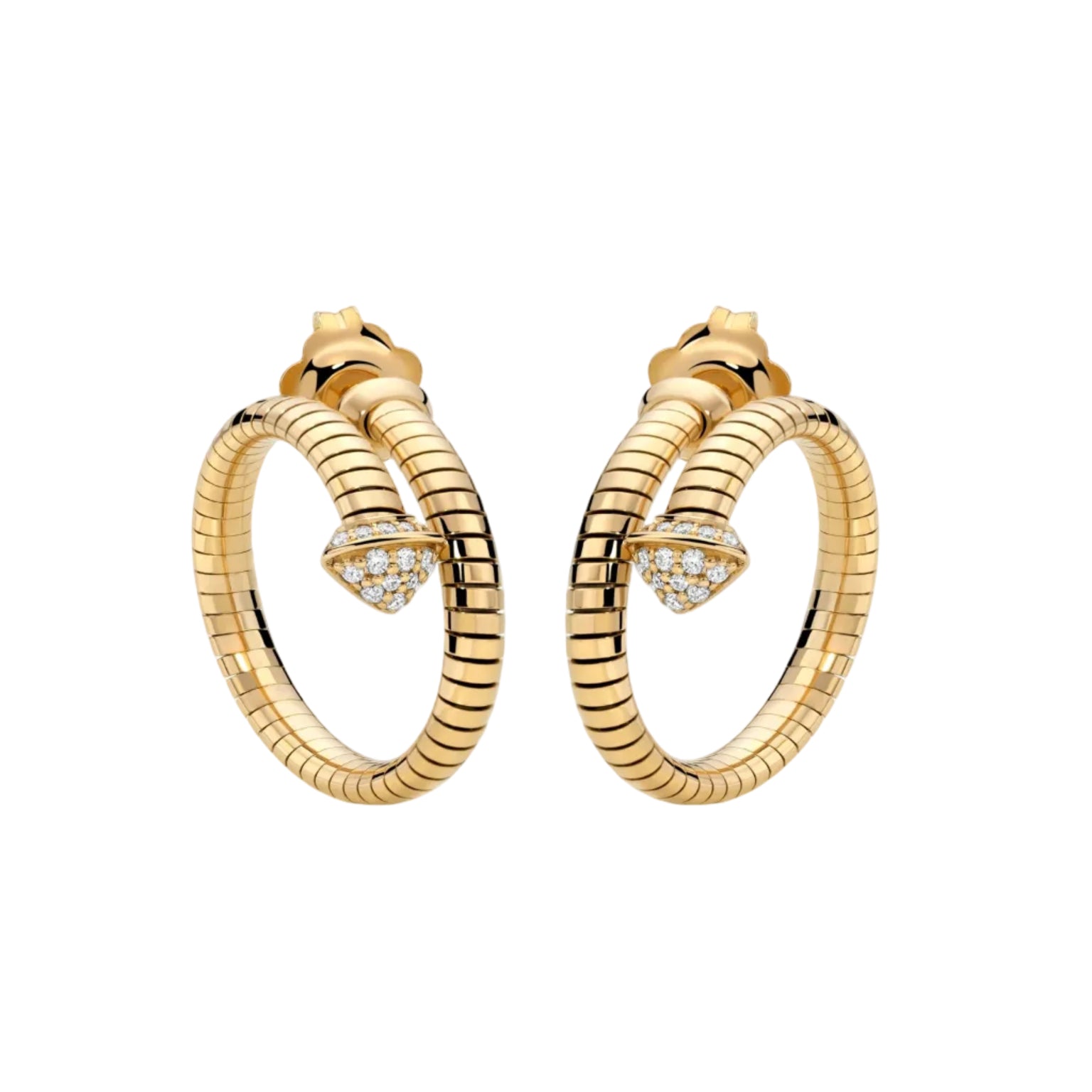 Diamond Coil Hoop Earrings