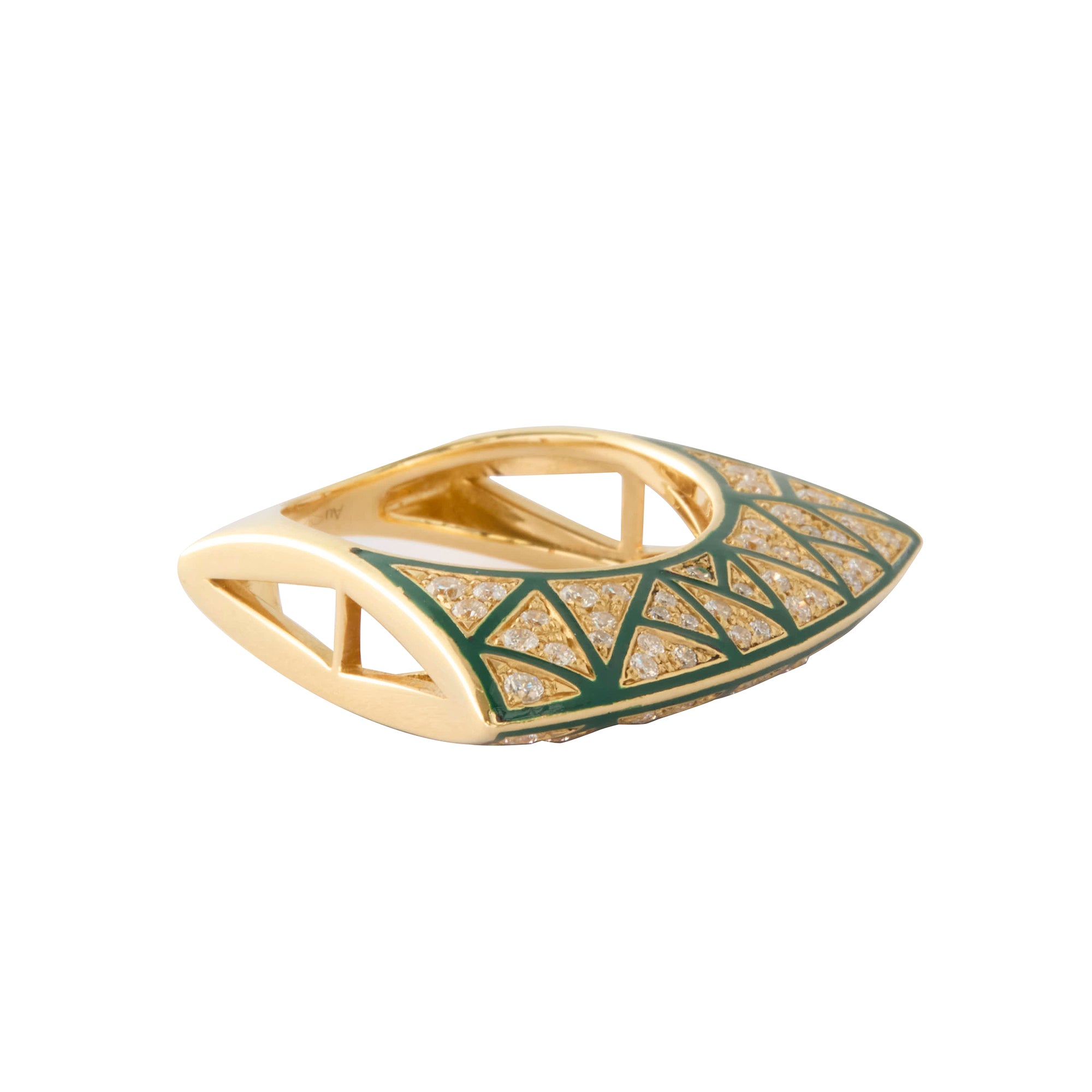 Lotus Green Enamel Ring