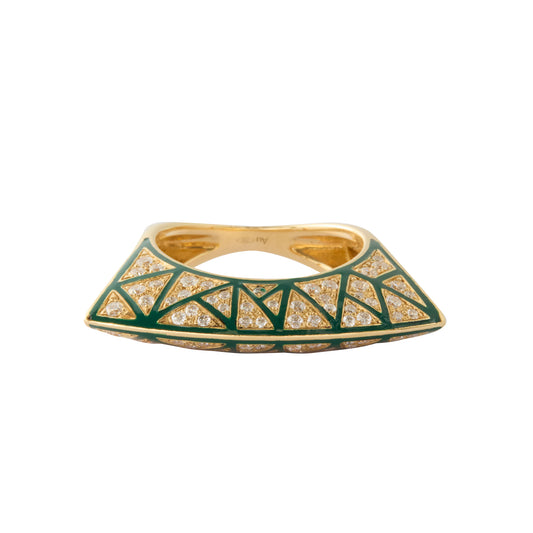 Lotus Green Enamel Ring