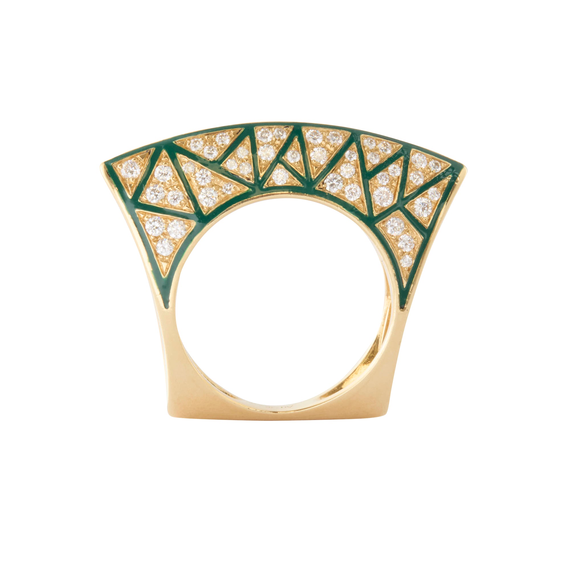 Lotus Green Enamel Ring