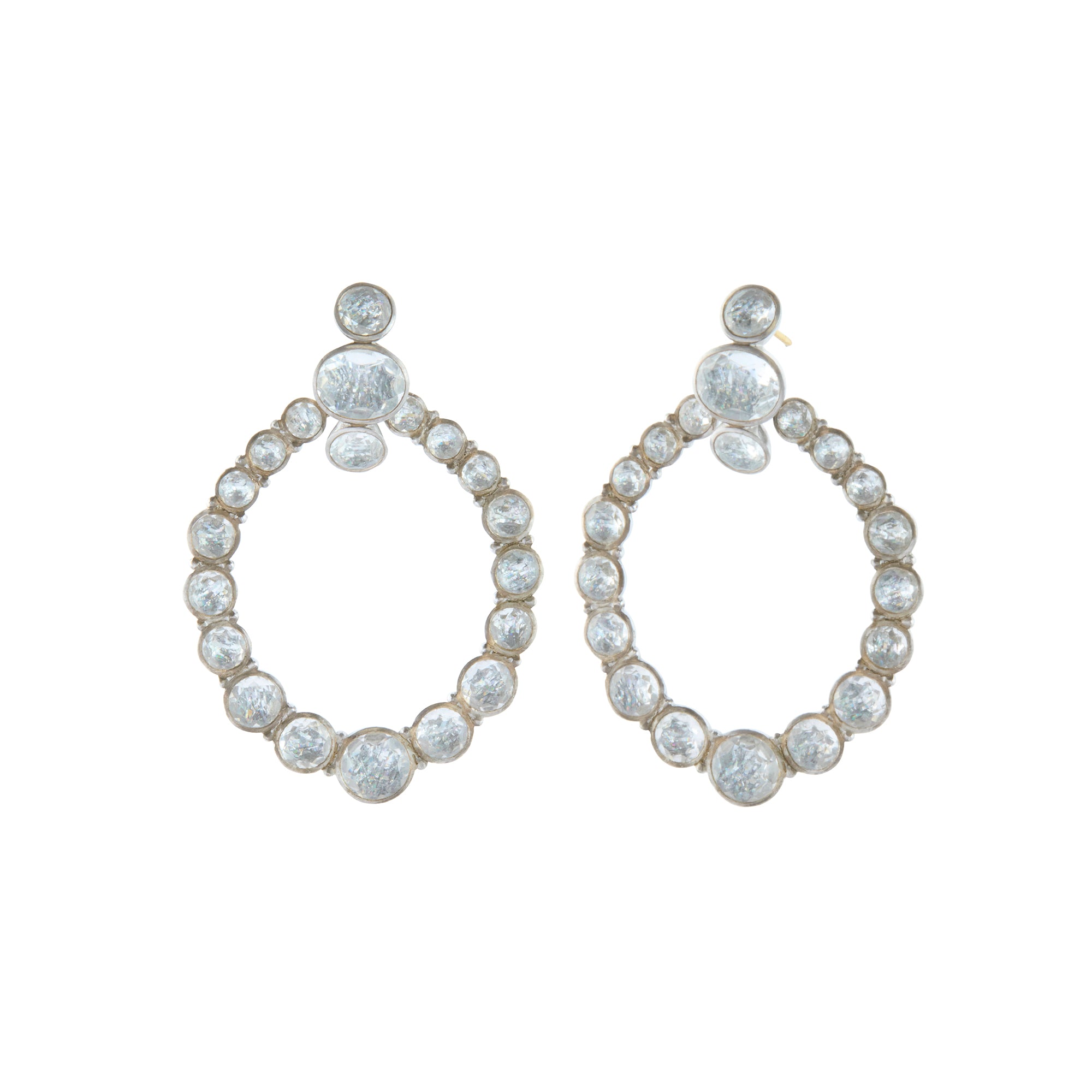 White Quartz Bride Door Knocker Earrings