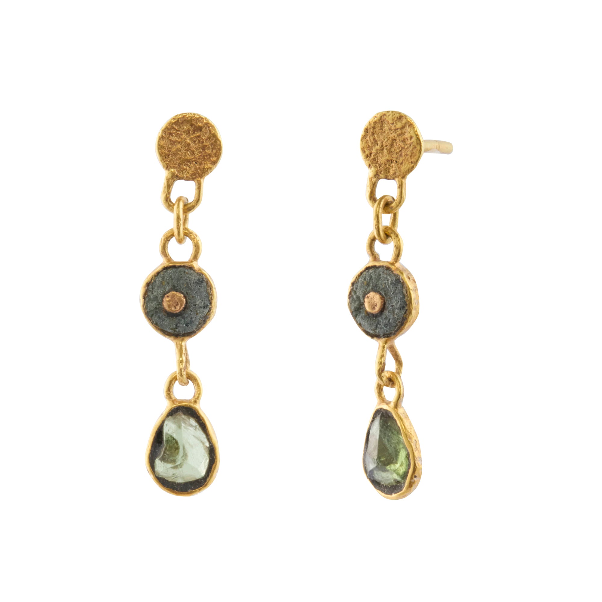 Chimu Bead & Borneo Diamond Double Drop Earrings