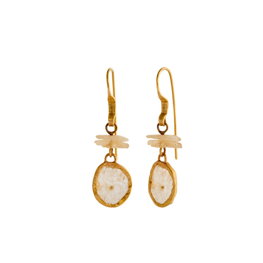 Double Drop Ancient Mali Quartz Earrings - Main Img