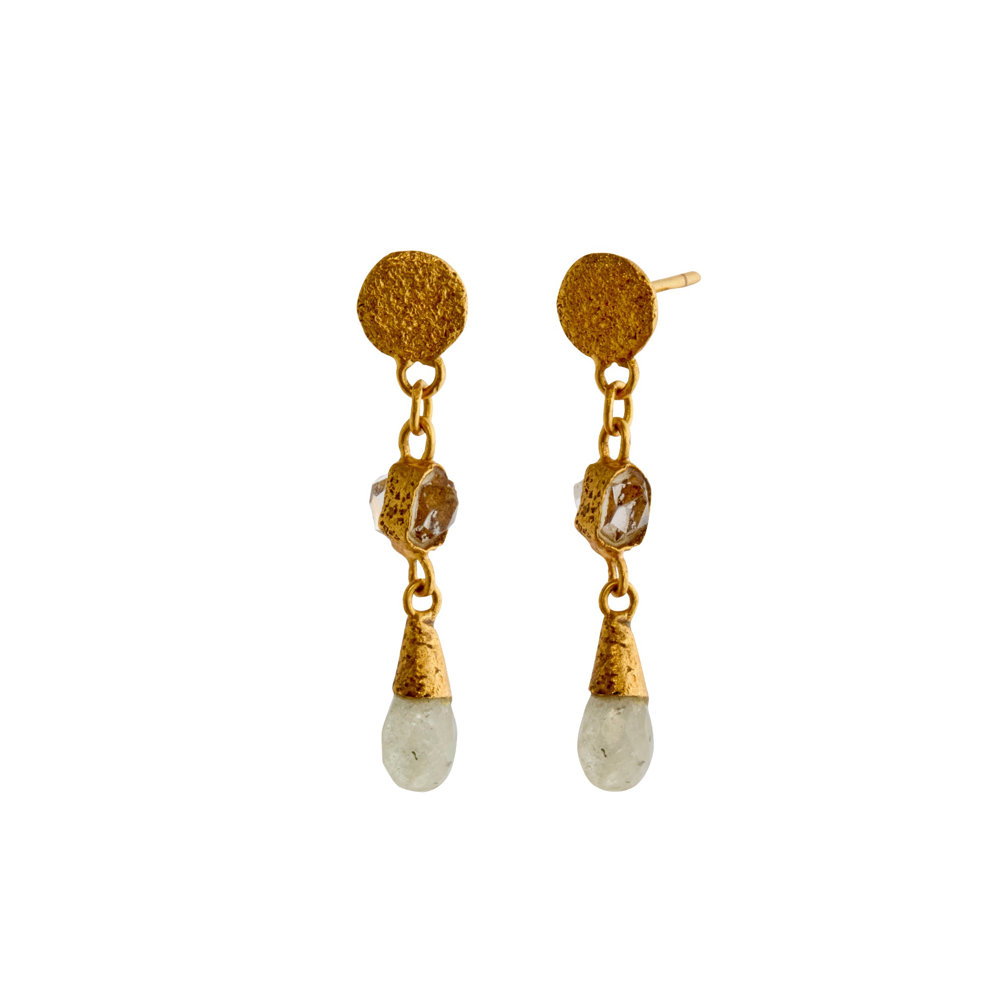 Double Drop Chalcedony Herkimer Earrings