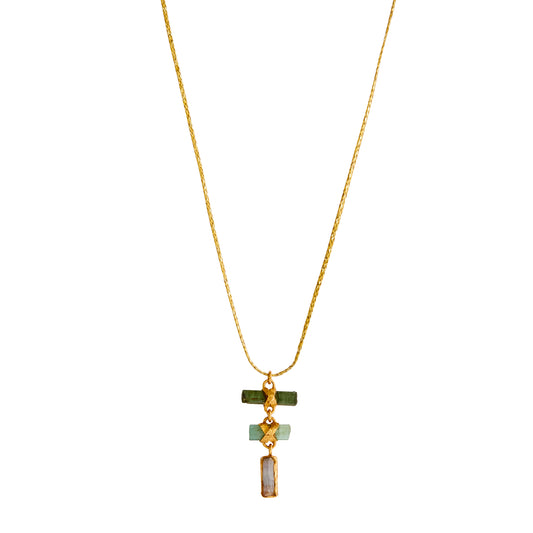 Triple Drop Tourmaline Wands Necklace - Main Img