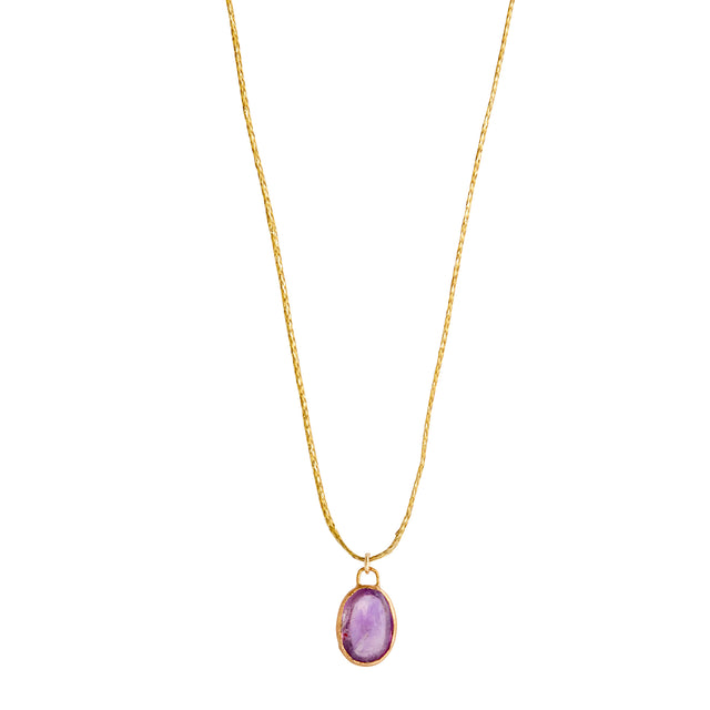 Single Drop Amethyst Pendant Necklace
