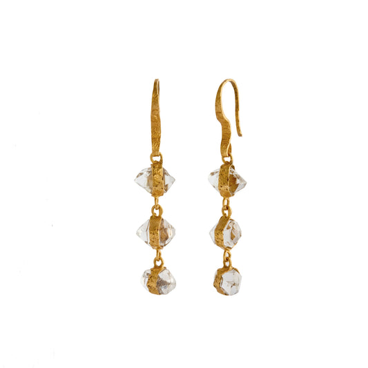 Triple Drop Herkimer Diamond Earrings - Main Img