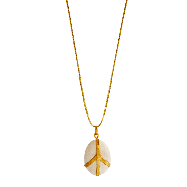 White Japanese River Pebble Pendant Necklace