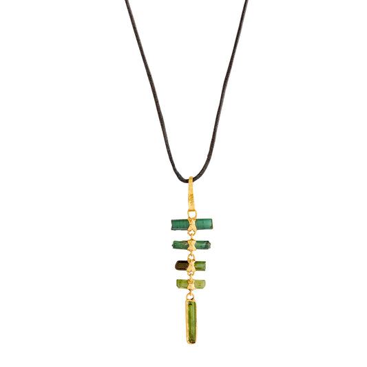 5 Drop Tourmaline Wands Pendant Necklace - Main Img